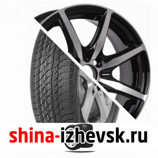 Колесо в сборе Viatti Bosco зима (V-526) 205/70 R15 T 96 + VENTI 1515 6xR15 4×100 ET48 DIA54.1 Глянцевый черный с полированной лицевой частью в Ижевске